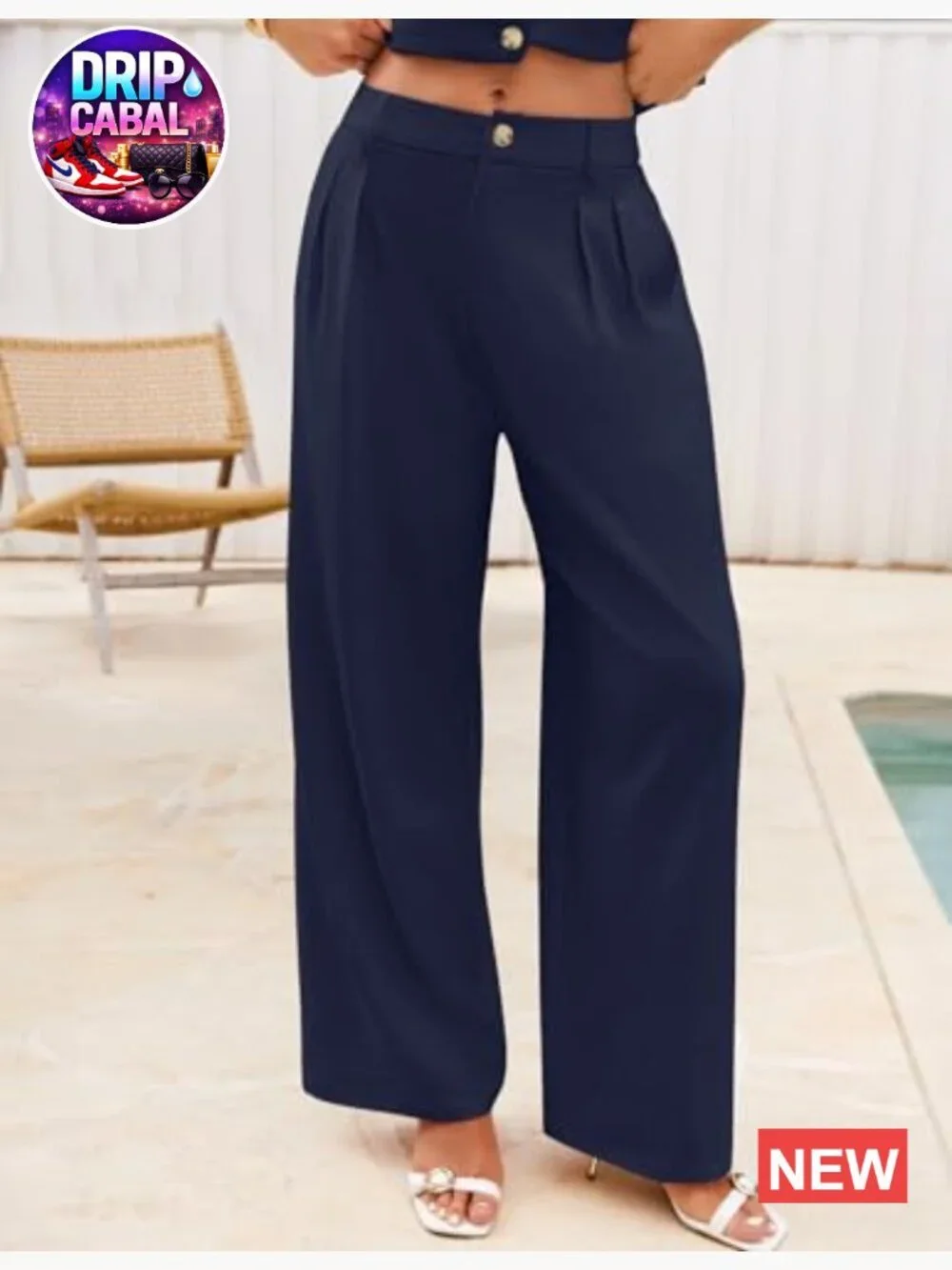 2 Piece Sleeveless Vest Wide Leg Pants Suit Set
